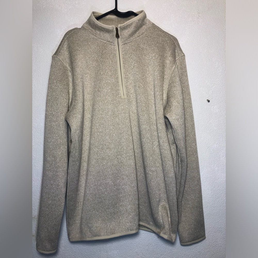 Weatherproof Men's Zip-Front Fleece Pullover in Light Beige L